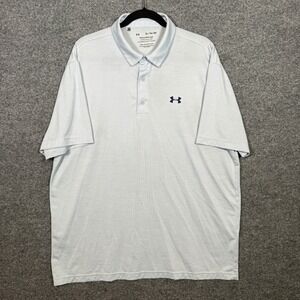 Under Armour Playoff Polo Shirt Mens XL Blue Short Sleeve Loose Fit Golf Shirt